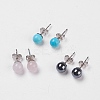 Natural & Synthetic Mixed Stone Stud Earrings EJEW-JE02754-M-1