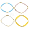Brass & Glass Round Beaded Stretch Bracelets for Women BJEW-F515-04G-2
