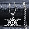Hollow Out Moon Goddess 201 Stainless Steel Pendant Necklaces for Women FS-WGF6F96-01-1