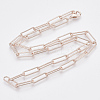 Brass Textured Paperclip Chain Necklace Making MAK-S072-01A-RG-2