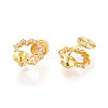 Brass Micro Pave Clear Cubic Zirconia Clip-on Earring Findings for Half Drilled Beads KK-T071-09G-3