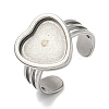 304 Stainless Steel Cuff Ring Findings STAS-B126-09P-1