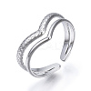 Non-Tarnish 304 Stainless Steel Heart Open Cuff Ring LS-RJEW-N040-46-1