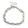 304 Stainless Steel Leaf Link Chains Bracelets for Men & Women BJEW-D042-15P-1