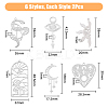 12Pcs 6 Styles Divination Theme 201 Stainless Steel Pendants STAS-DC0012-70-2