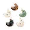 Natural Mixed Stone Copper Wire Wrapped Pendants PALLOY-JF01639-1