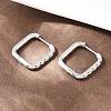 304 Stainless Steel Clear Cubic Zirconia Square Hoop Earrings EJEW-L307-09P-2