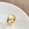 Retro Fashionable 304 Stainless Steel and Shell Finger Rings FS-WG8030D-05-3