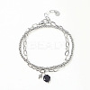 Synthetic Blue Goldstone Hexagon Charm Double Layer Bracelets WG0C9E5-01-1