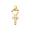 Brass Micro Pave Clear Cubic Zirconia Pendants KK-B141-20G-1
