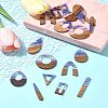 18Pcs 9 Styles Transparent Resin & Walnut Wood Pendants RESI-FS0001-78-10