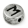 925 Sterling Silver Flat Round with Letter Beads STER-G044-01AS-M-2