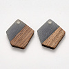 Transparent Resin & Walnut Wood Pendants RESI-S384-003A-B01-1
