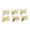 12Pcs 6 Colors Bowknot Alloy Rhinestone Brooches for Backpack Clothes JEWB-A033-16G-2