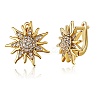 Sun Shape Clear Cubic Zirconia Huggie Hoop Earring for Her EJEW-SZ0001-53-RS-1