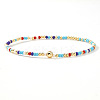 Bohemian Glass Seed Bead & Brass Beads Stretch Bracelets for Women DR1565-13-1