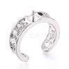 Brass Micro Pave Clear Cubic Zirconia Cuff Ring Settings KK-T076-59P-1