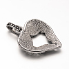Antique Silver Plated 304 Stainless Steel Rhinestone Pendants STAS-M202-12A-3