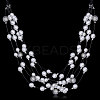 Zinc Alloy Plastic Pearl Beaded Tiered Necklaces NJEW-BB15215-2