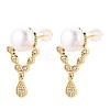 Teardrop Brass Micro Pave Clear Cubic Zirconia Dangle Stud Earrings PEAR-N017-07G-1