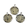 Natural Dalmatian Jasper Flat Round Pendants G-Q188-01P-14-1