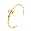 Cubic Zirconia Bear Open Cuff Bangle BJEW-M231-04G-1