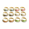 Cubic Zirconia Snake Hoop Earrings with Enamel EJEW-C027-02G-1