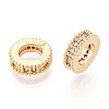 Brass Micro Pave Clear Cubic Zirconia European Beads KK-N275-09G-1