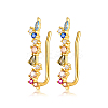 925 Sterling Silver Micro Pave Clear Cubic Zirconia Rainbow Climber Earrings GI0363-1-1