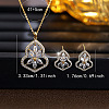 Gourd with Flower Brass Micro Pave Clear Cubic Zirconia Stud Earrings & Pendant Necklaces Sets for Women WG4C111-02-2