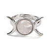 Natural Rose Quartz Adjustable Rings RJEW-K271-01P-08-2