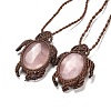 Natural Rose Quartz Tortoise Pendant Necklace NJEW-K258-02F-2