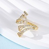Brass Micro Pave Clear Cubic Zirconia Cuff Rings for Women RJEW-U043-11G-3