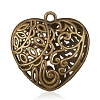 Tibetan Style Alloy Hollow Heart Pendants PALLOY-J220-14AB-1