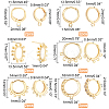   10Pcs 2 Style Brass Huggie Hoop Earring with 2Pcs Ring Stud Earring Findings KK-PH0002-84-4