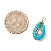 Printed Natural Cowrie Shell Pendants PALLOY-JF03991-2