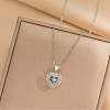 Heart 304 Stainless Steel Micro Pave Cubic Zirconia Pendant Necklaces for Women NJEW-D288-05P-1