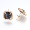 Brass Micro Pave Cubic Zirconia Stud Earring Findings X-ZIRC-G116-29-B01-2