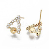 Brass Micro Pave Clear Cubic Zirconia Earring Findings KK-S356-126G-NF-2