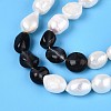 Natural Ice Obsidian Nuggets & Natural Cultured Freshwater Pearl Beads Strands PEAR-N023-01A-06-4