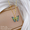 Brass Crystal Rhinestone Resin Glitter Butterfly Pendant 304 Stainless Steel Dapped Chain Necklaces for Women WG45291-01-1