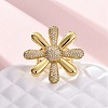 Brass Micro Pave Clear Cubic Zirconia Cuff Rings for Women RJEW-H248-02G-2
