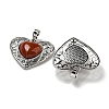 Natural Red Jasper Peach Love Heart Pendants G-G158-01D-2