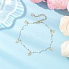 Round ABS Imitation Pearl Beads & 304 Stainless Steel Link Chain Tassel Anklets for Women AJEW-AN00738-03-1