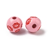 Valentine's Day Spray Painted & Printed Wood European Beads WOOD-L023-03M-2