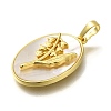 Brass Pave Shell Birth Flower Pendants FIND-I040-04E-2