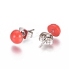 Tarnish Resistant Spray Paint 304 Stainless Steel Stud Earrings EJEW-L215-56F-P-2