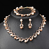 Alloy Rhinestone & Plastic Imitation Pearl Leaf Link Chain Necklaces & Stud Dangle Earrings & Link Bracelets Sets WG65A67-02-1