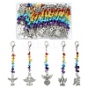 30Pcs 5 Styles Chakra Natural & Synthetic Gemstone Chips & Alloy Angel Pendant Decoration HJEW-YW00067-1