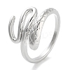Snake Rack Plating Brass Open Cuff Rings for Women RJEW-Z059-22P-1